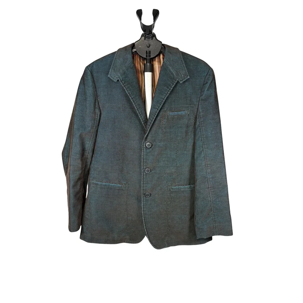 Black‎ Rivet Mens Blue Corduroy 3 Button Blazer Jacket Large